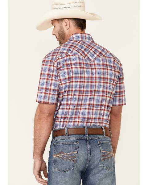 Image #4 - Rough Stock By Panhandle Men's Red Ombre Plaid Short Sleeve Snap Western Shirt , Red, hi-res