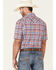 Image #4 - Rough Stock By Panhandle Men's Red Ombre Plaid Short Sleeve Snap Western Shirt , Red, hi-res