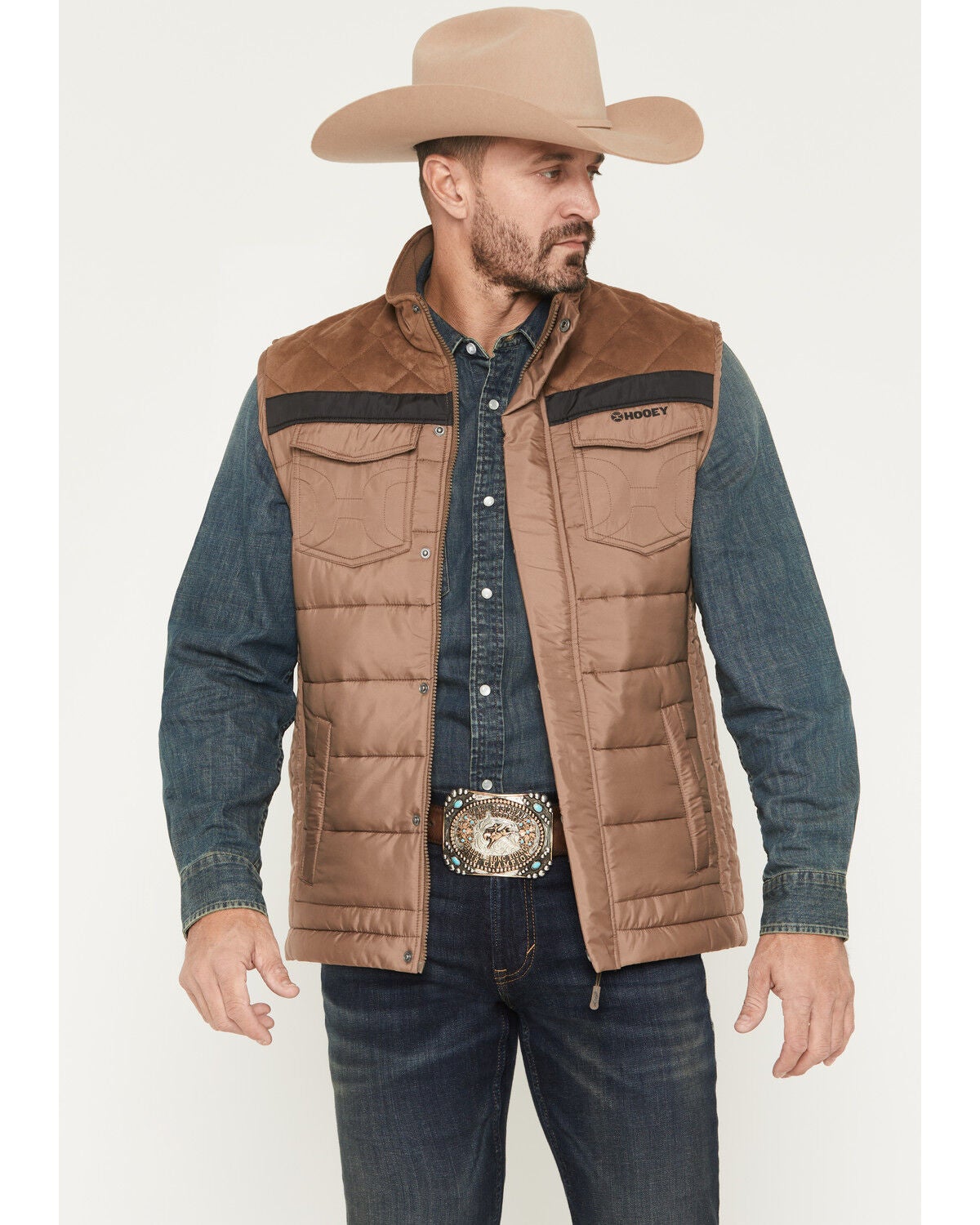 Image #1 - Hooey Men's Banff Packable Puffer Vest, Camel, hi-res