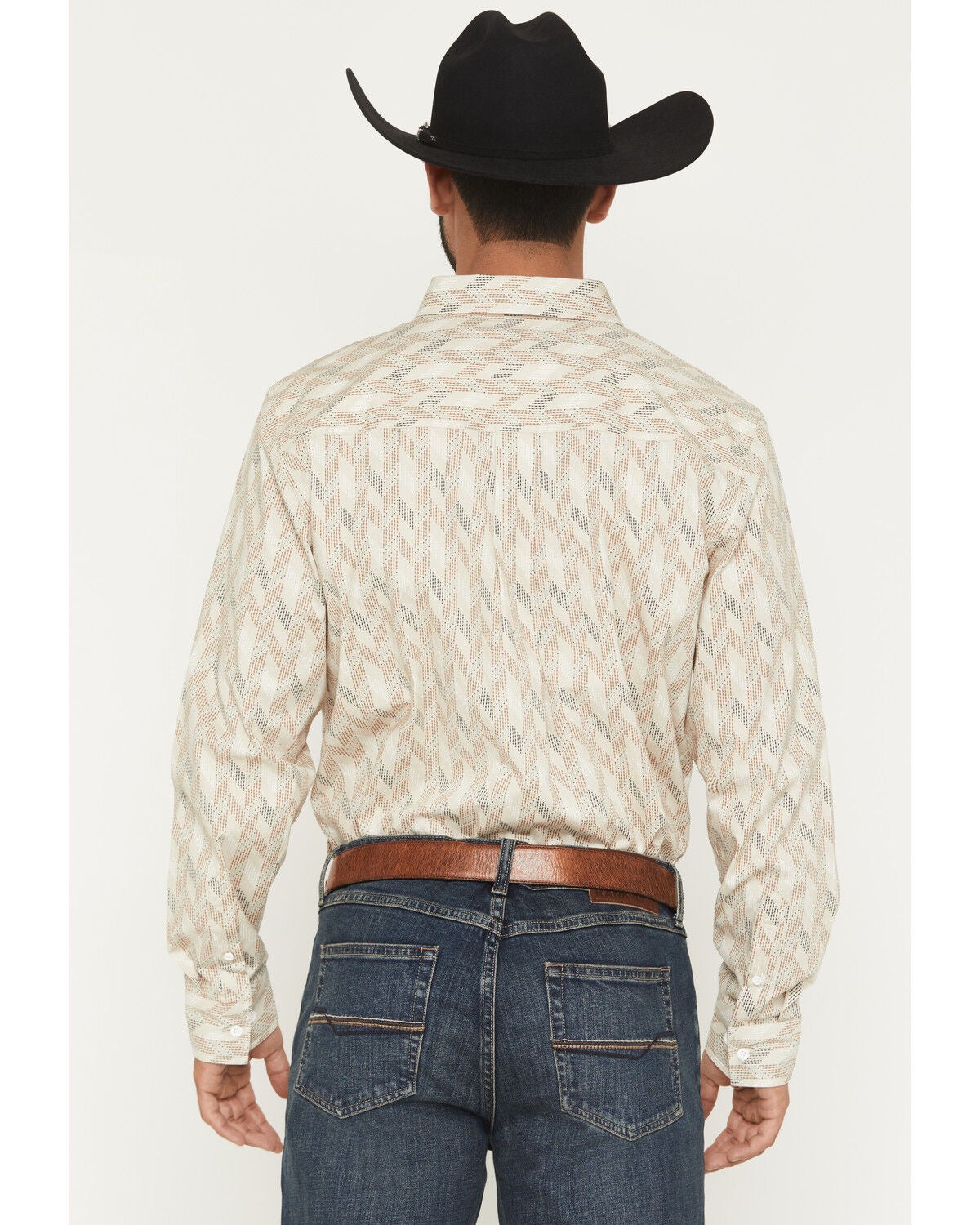 Image #4 - RANK 45&reg; Men's Shadow Alley Geo Print Long Sleeve Button-Down Stretch Western Shirt, Tan, hi-res