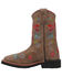 Image #3 - Dan Post Girls' Floral Embroidered Western Boots - Square Toe, Taupe, hi-res