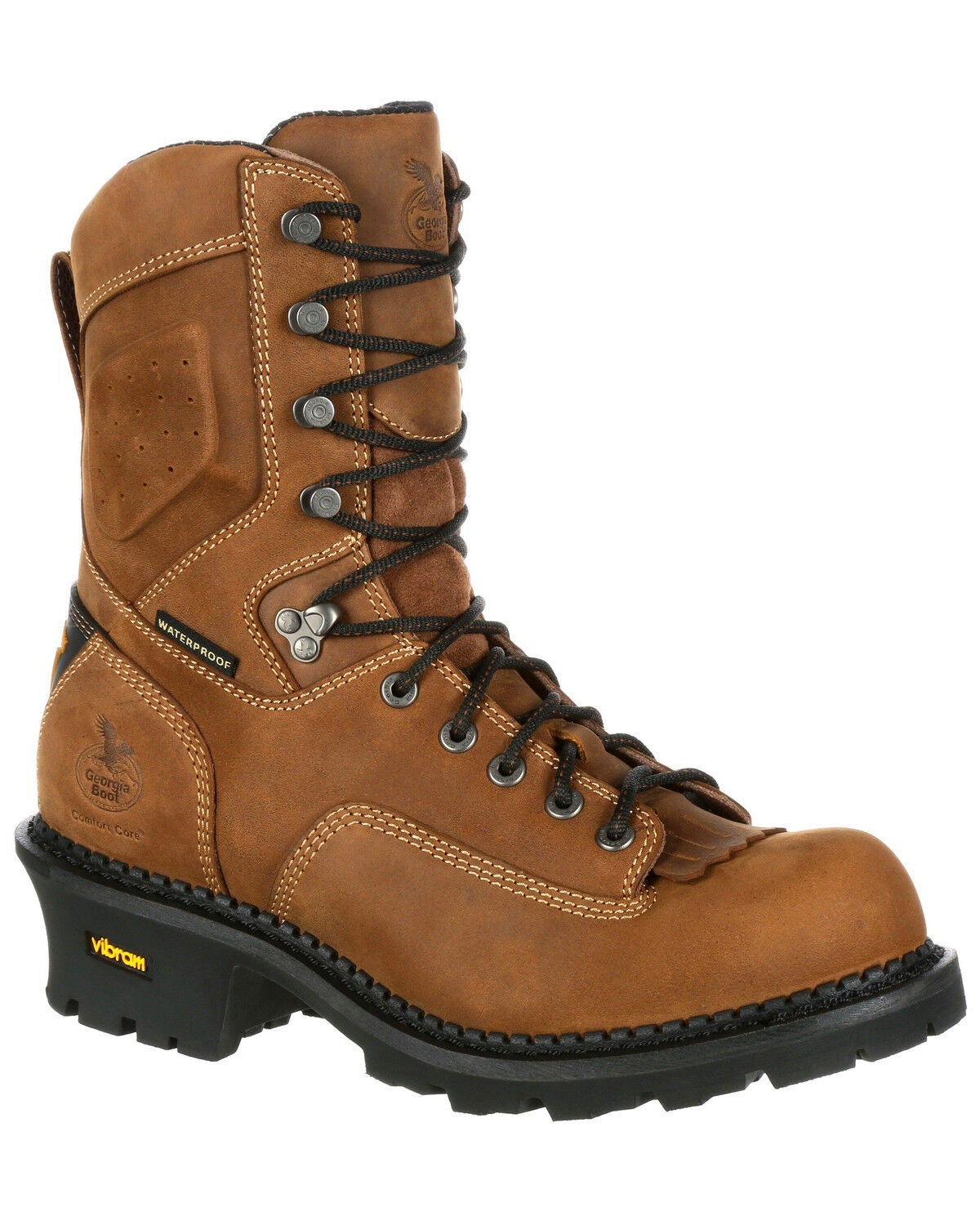 Georgia Boot Men's Waterproof Logger Work Boots - Round Toe, Brown, hi-res