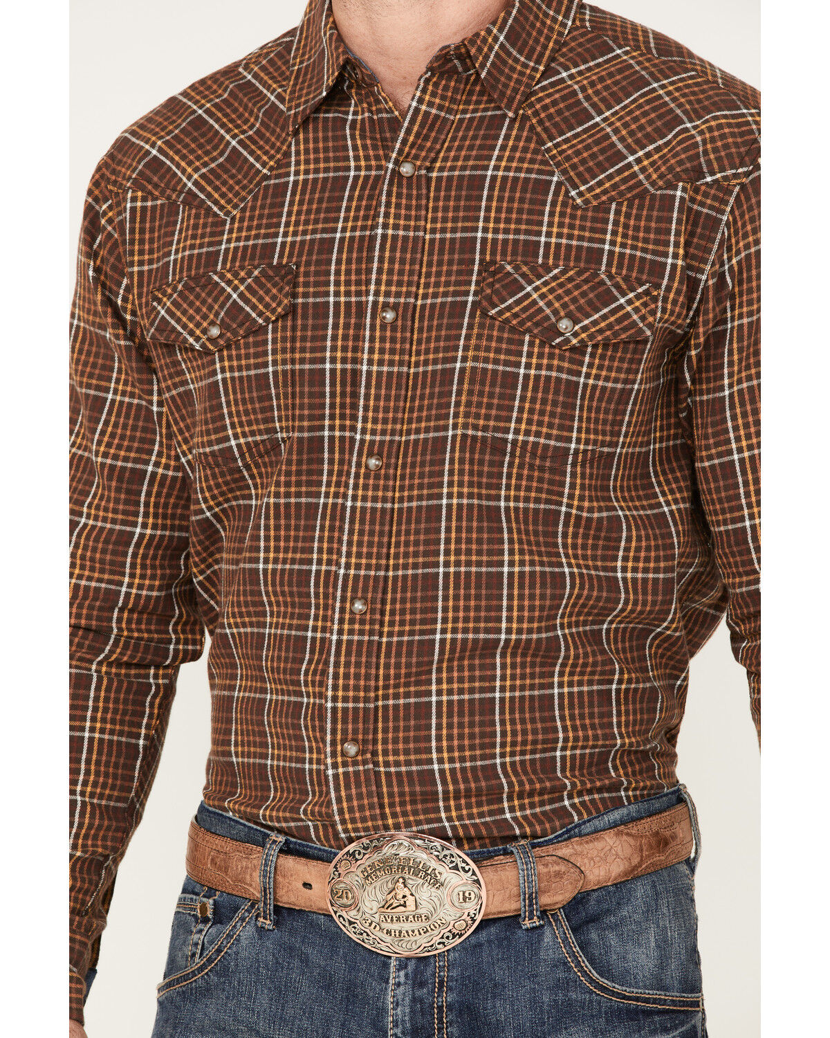 Image #3 - Cody James Men's Rusty Nail Small Plaid Print Long Sleeve Snap Western Flannel Shirt - Big & Tall, , hi-res