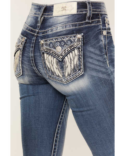 Image #2 - Miss Me Women's Medium Wash Mid Rise Downward Wing Skinny Jeans, , hi-res