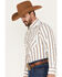 Image #2 - Ely Walker Men's Striped Long Sleeve Pearl Snap Western Shirt, Tan, hi-res