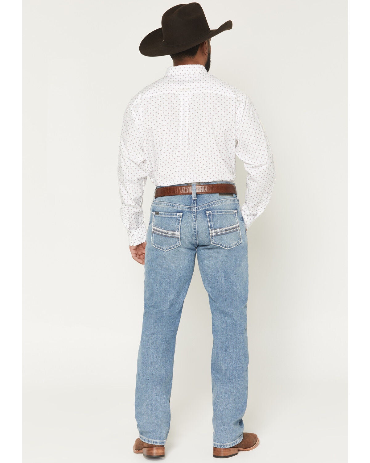 Image #3 - Ariat Men's M2 Flynn Rory Light Wash Relaxed Bootcut Stretch Denim Jeans, Light Wash, hi-res