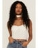 Image #1 - June & Hudson Women's Ivory Polka Dot Crop Bustier Top, Ivory, hi-res