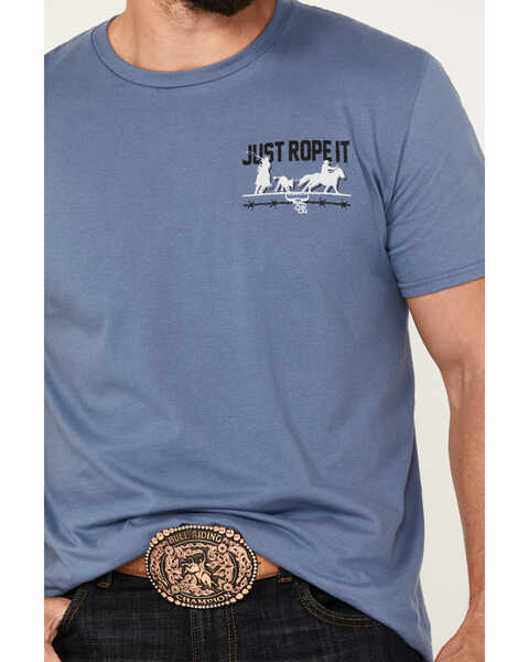 Image #3 - Cowboy Hardware Men's Just Rope It Short Sleeve Graphic T-Shirt, Blue, hi-res