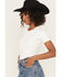Image #2 - Good American Women's Scuba Solid Short Sleeve Bodysuit, White, hi-res