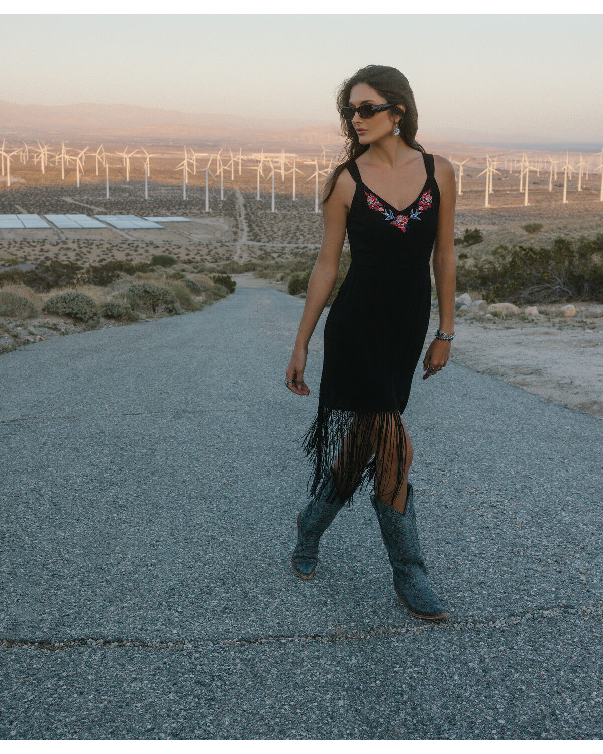Image #1 - Idyllwind Women's Embroidered Fringe Dress, Black, hi-res