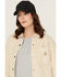 Image #2 - Carhartt Women's Loose Fit Brushed Fleece Snap Shacket, Oatmeal, hi-res