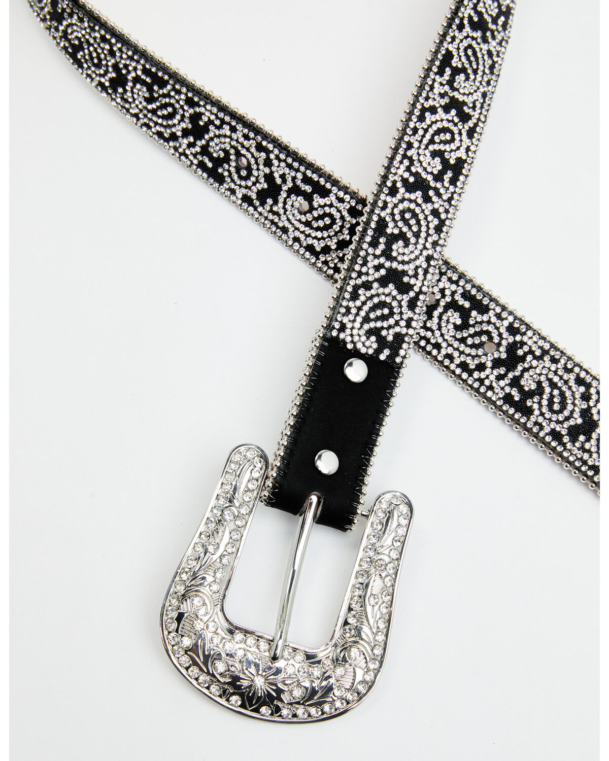 Image #2 - Shyanne Women's Rhinestone Paisley Print Belt, Black, hi-res