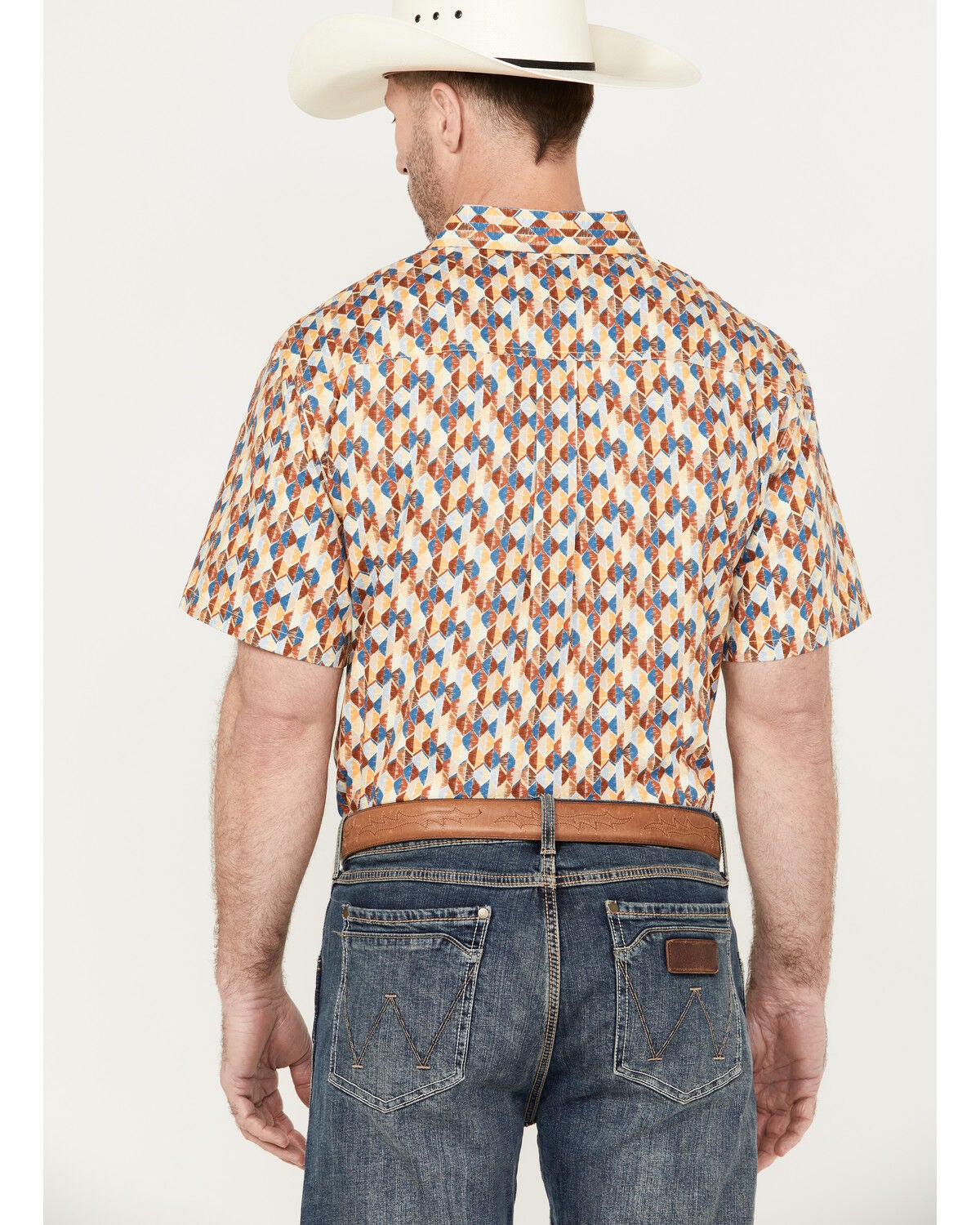 Image #4 - RANK 45&reg; Men's Abstract Geo Print Short Sleeve Button-Down Shirt, Gold, hi-res