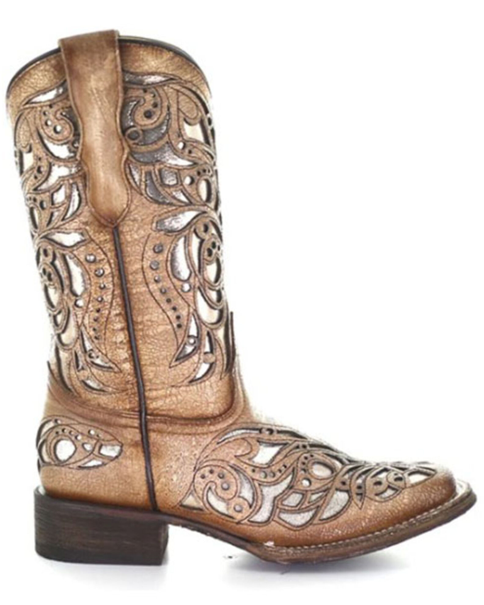 Corral Girls Shiny Inlay Western Boots Square Toe Sheplers