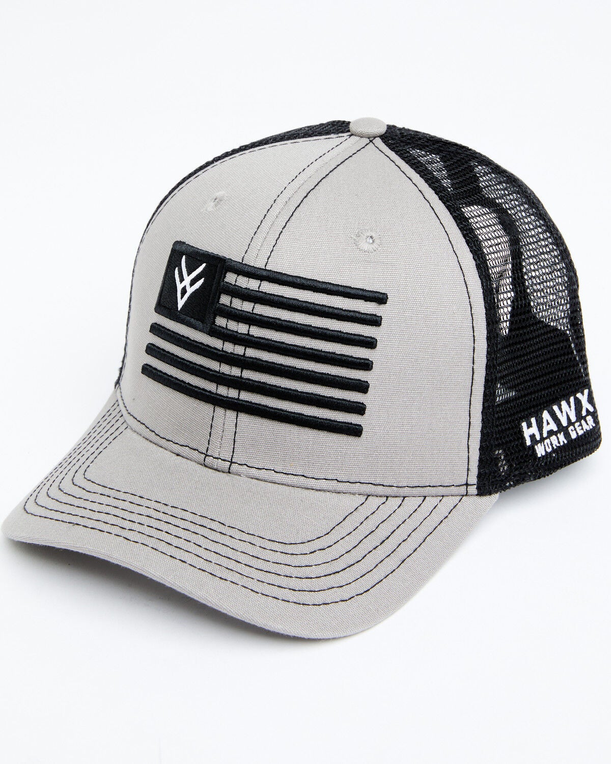 Hawx Men's Logo American Flag Ball Cap, Grey, hi-res