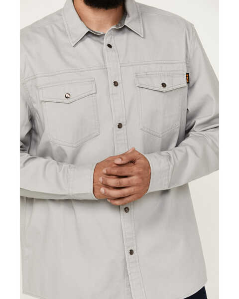 Image #3 - Hawx Men's All Out Woven Solid Long Sleeve Snap Work Shirt - Big , Grey, hi-res