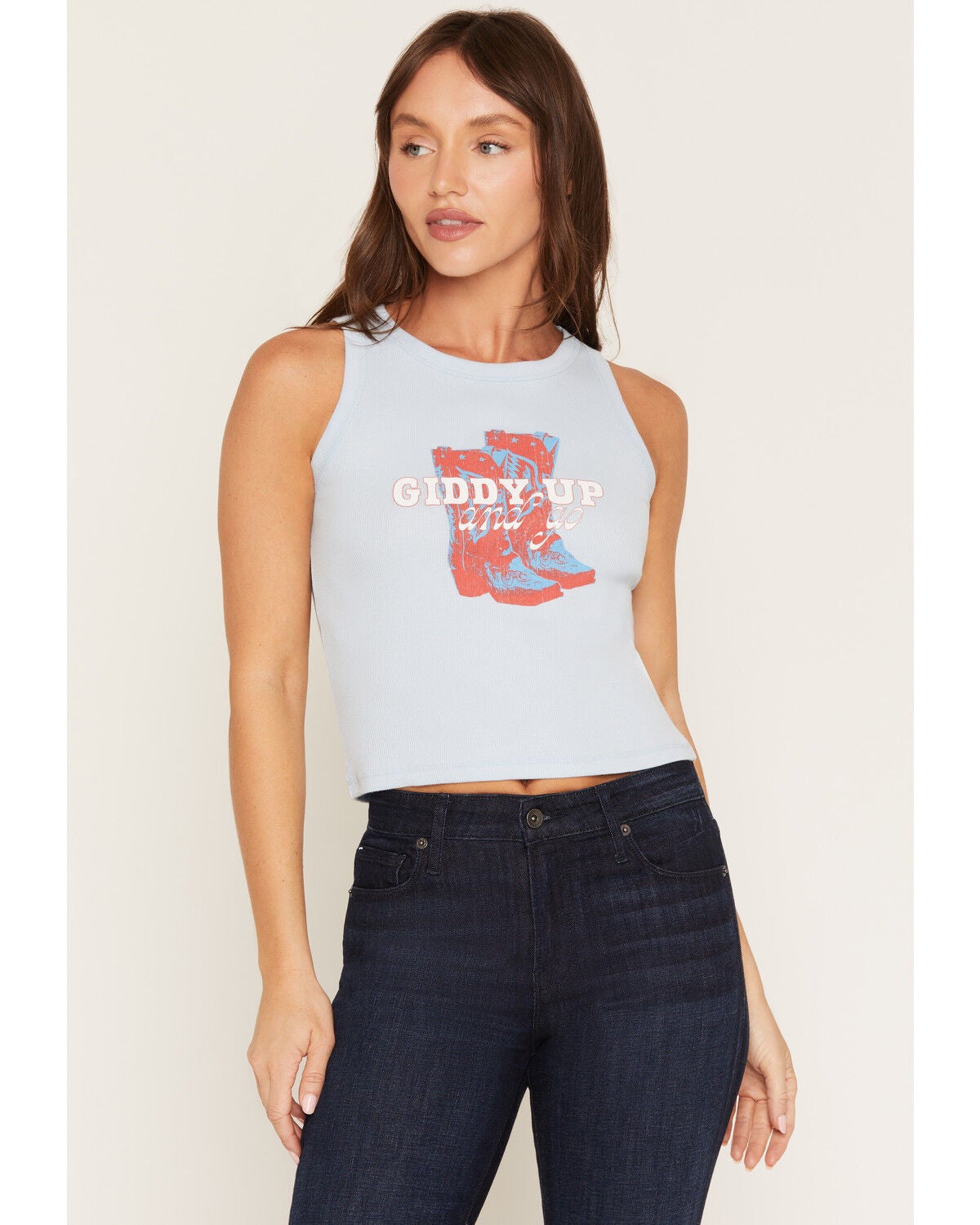 Girl Dangerous Women's Giddy Up Graphic Tank, Blue, hi-res