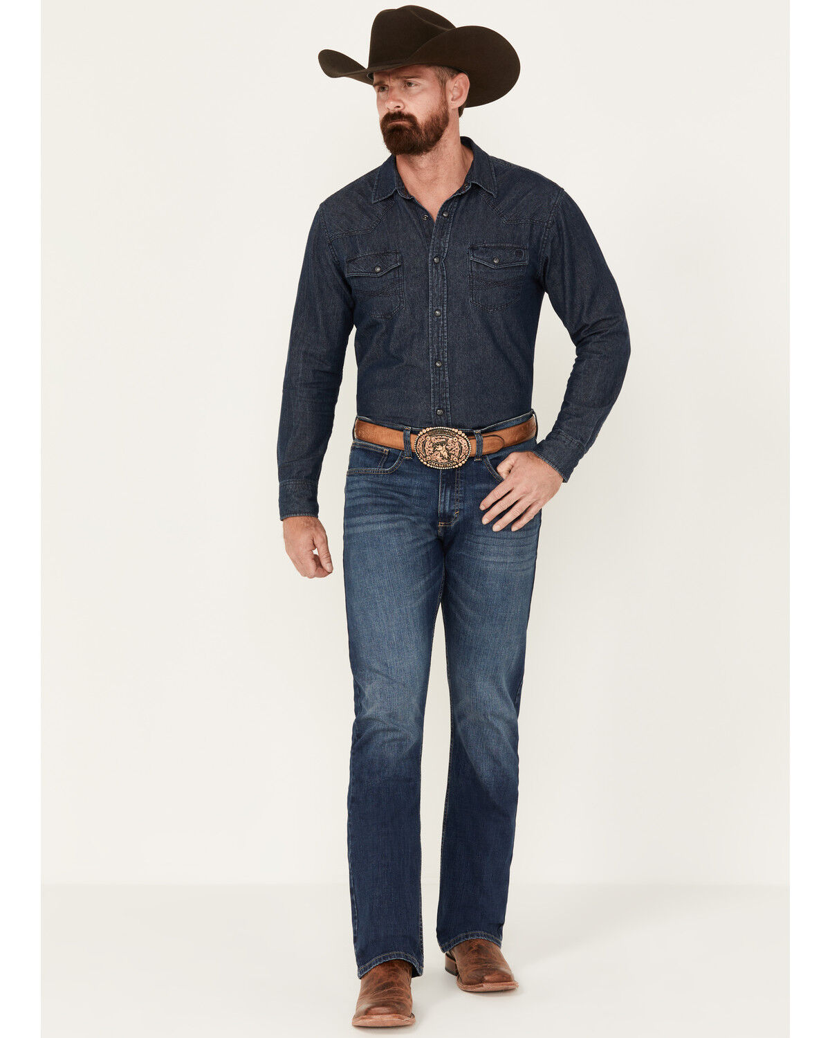 Image #1 - Wrangler 20X Men's Range Dark Wash Bootcut Stretch Jeans - Long, Dark Wash, hi-res