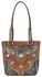 American West Desert Flower Zip Top Tote, Tan, hi-res