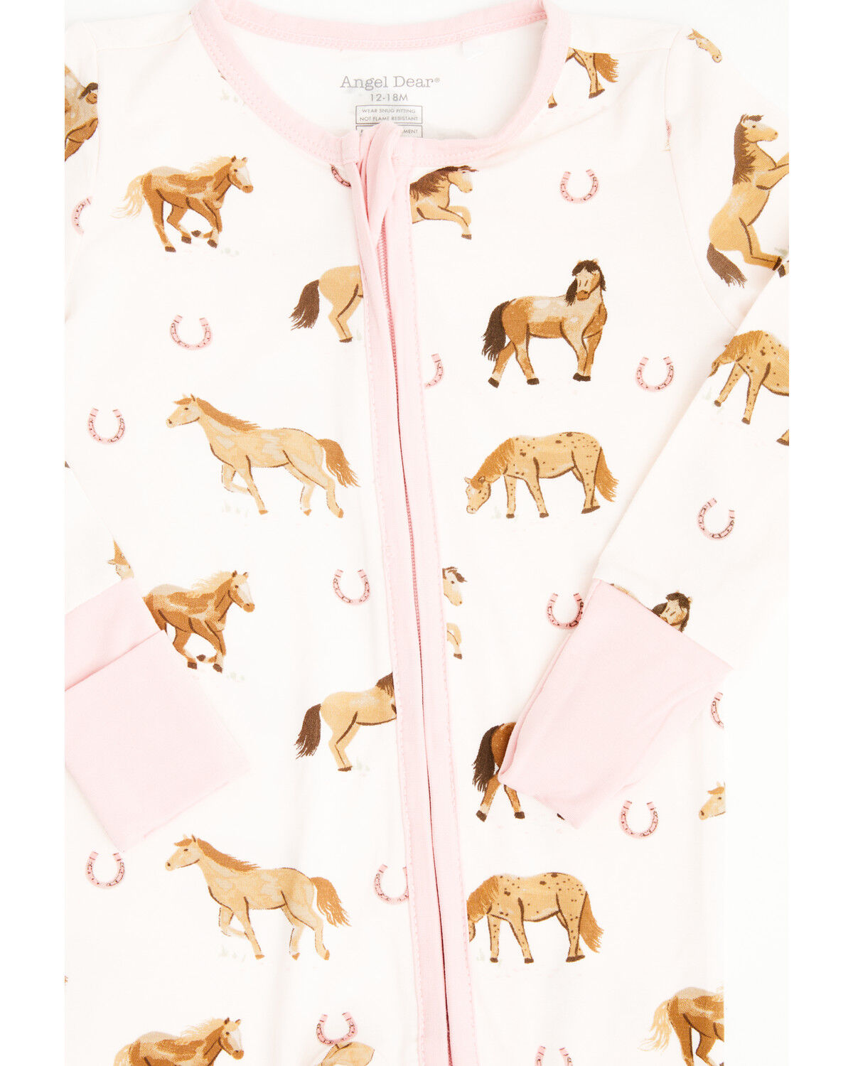 Image #2 - Angel Dear Infant Girls' Horse Print Footie Onesie, Pink, hi-res