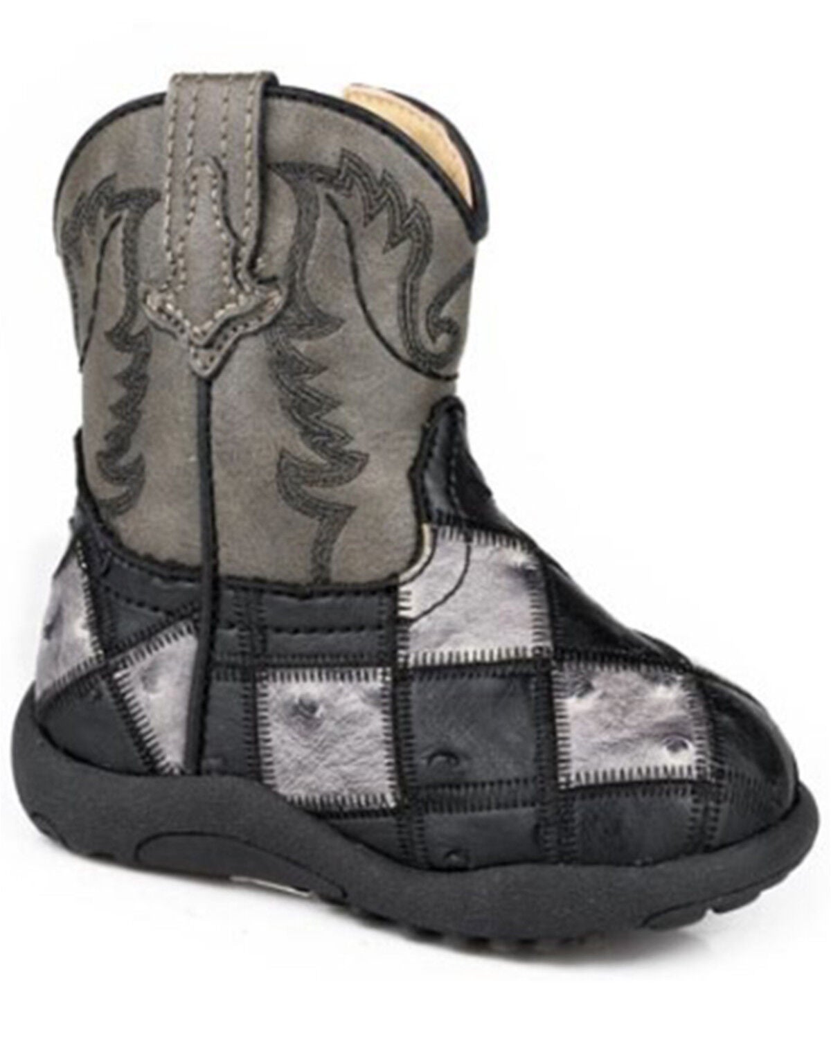 Image #1 - Roper Infant Boys' Bird Blocks Western Boots - Round Toe, Black, hi-res