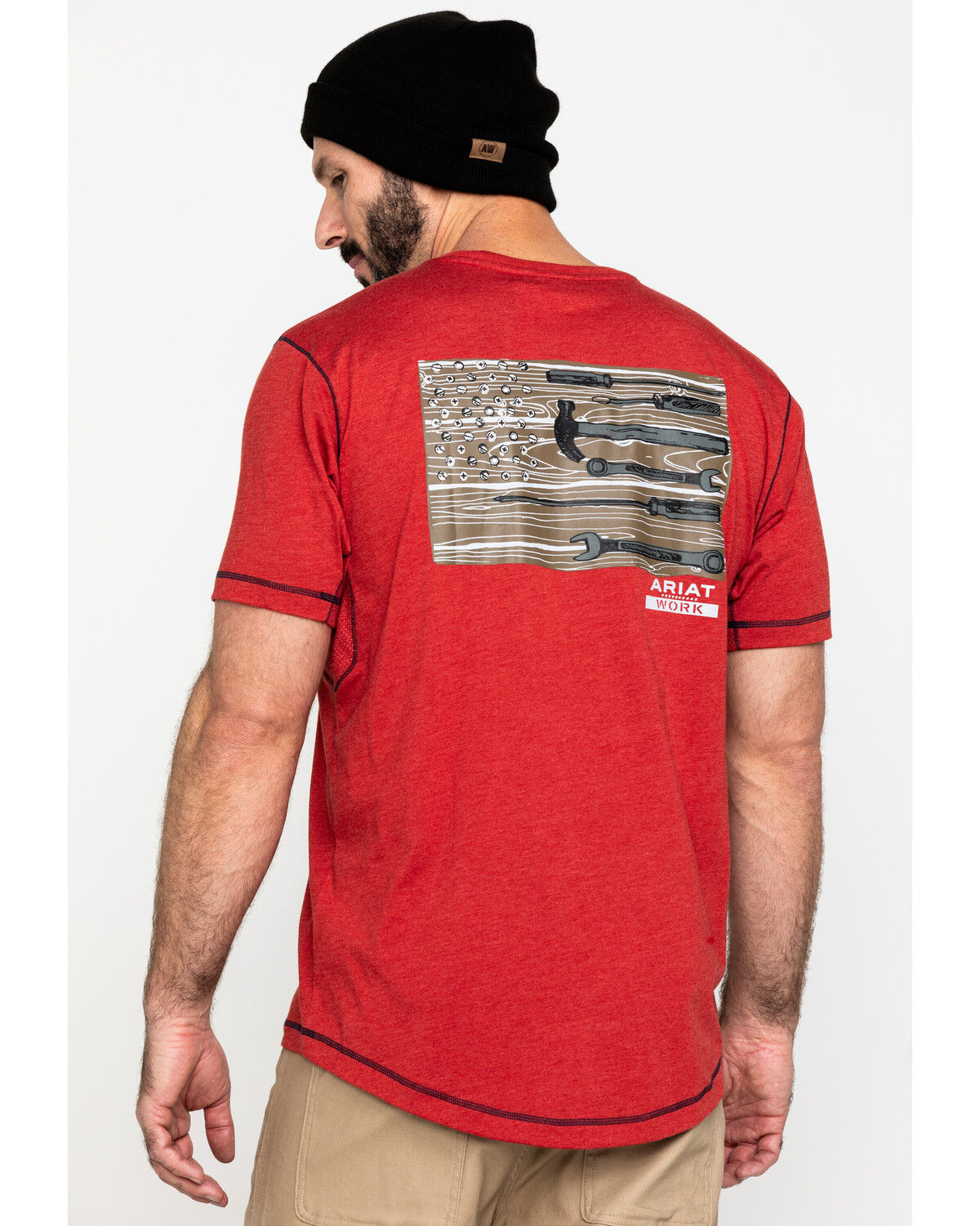 Image #2 - Ariat Men's Rebar Workman Technician Graphic Work T-Shirt, Red, hi-res