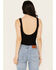By Together Women's Hello There Ribbed Bodysuit, Black, hi-res