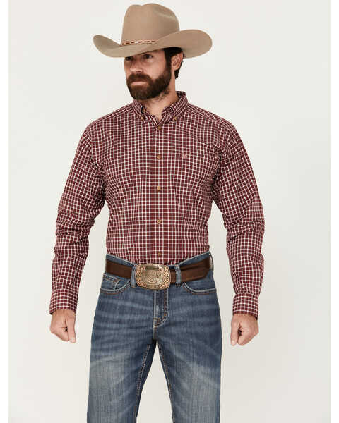 Image #1 - Ariat Men's Pro Series Tyson Checkered Print Long Sleeve Button-Down Western Shirt - Big , Red, hi-res