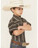 Image #2 - Cowboy Hardware Boys' Stripe Southwestern Print Short Sleeve Snap Stretch Western Shirt, Chocolate, hi-res