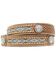 Image #2 - Ariat Men's Fabric Inlay Concho & Basketweave Leather belt, Natural, hi-res