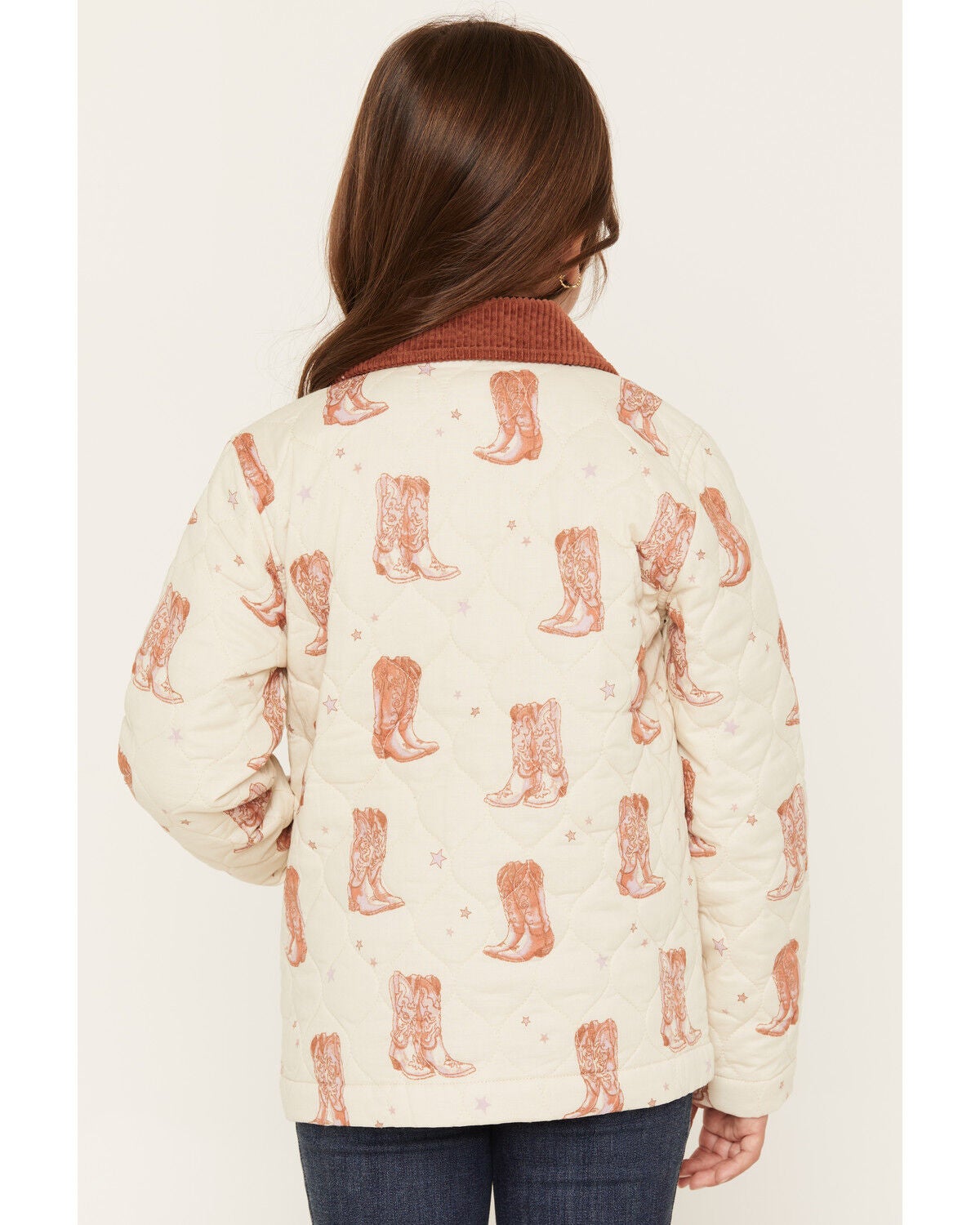 Image #4 - Shyanne Girls' Francis Cowboy Boot Snap Quilted Jacket, Oatmeal, hi-res