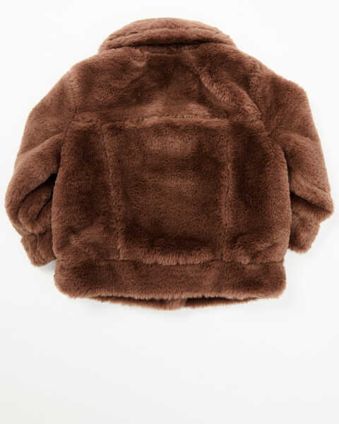 Image #3 - Urban Republic Infant Girls' Faux Fur Snap Jacket , Coffee, hi-res