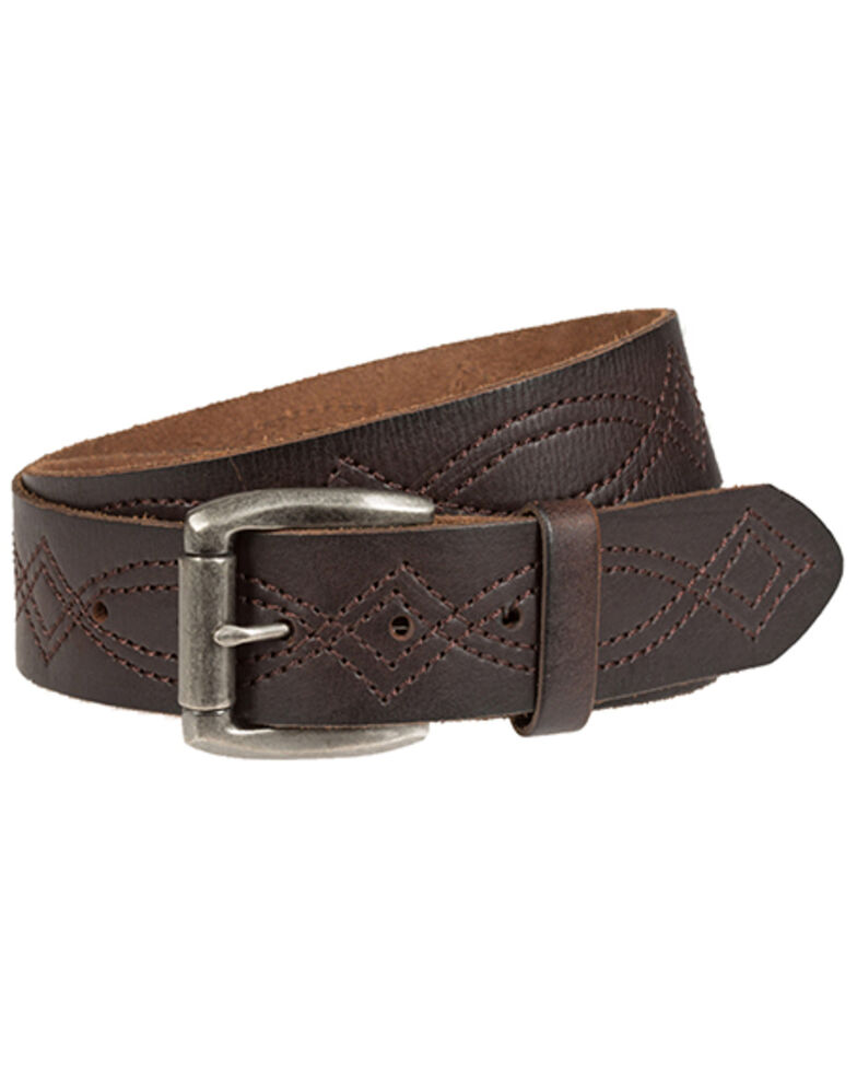Wrangler Men's Brown Stitched Belt , Brown, hi-res