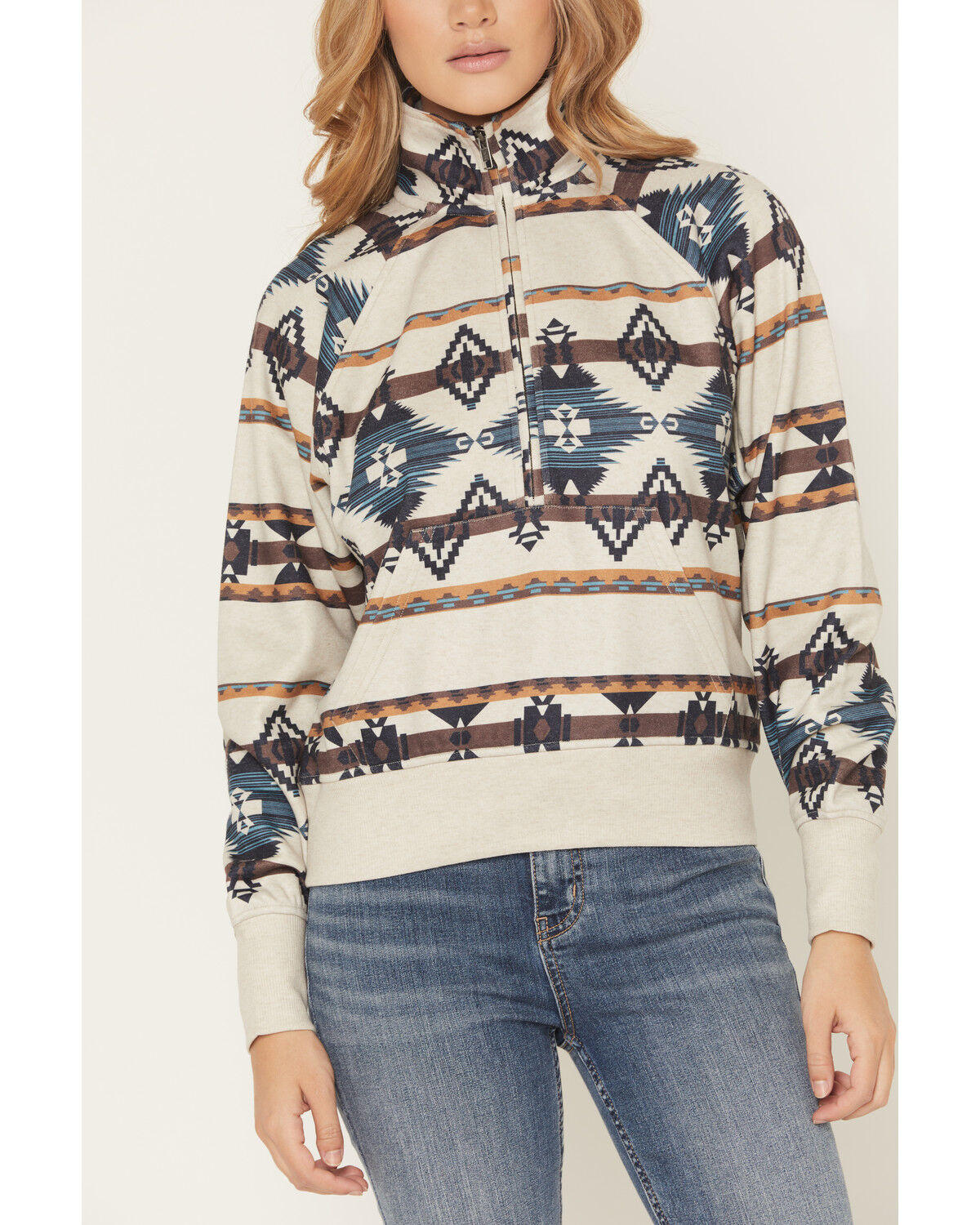 Image #3 - Shyanne Women's Southwestern Print 1/2 Zip Pullover, Oatmeal, hi-res