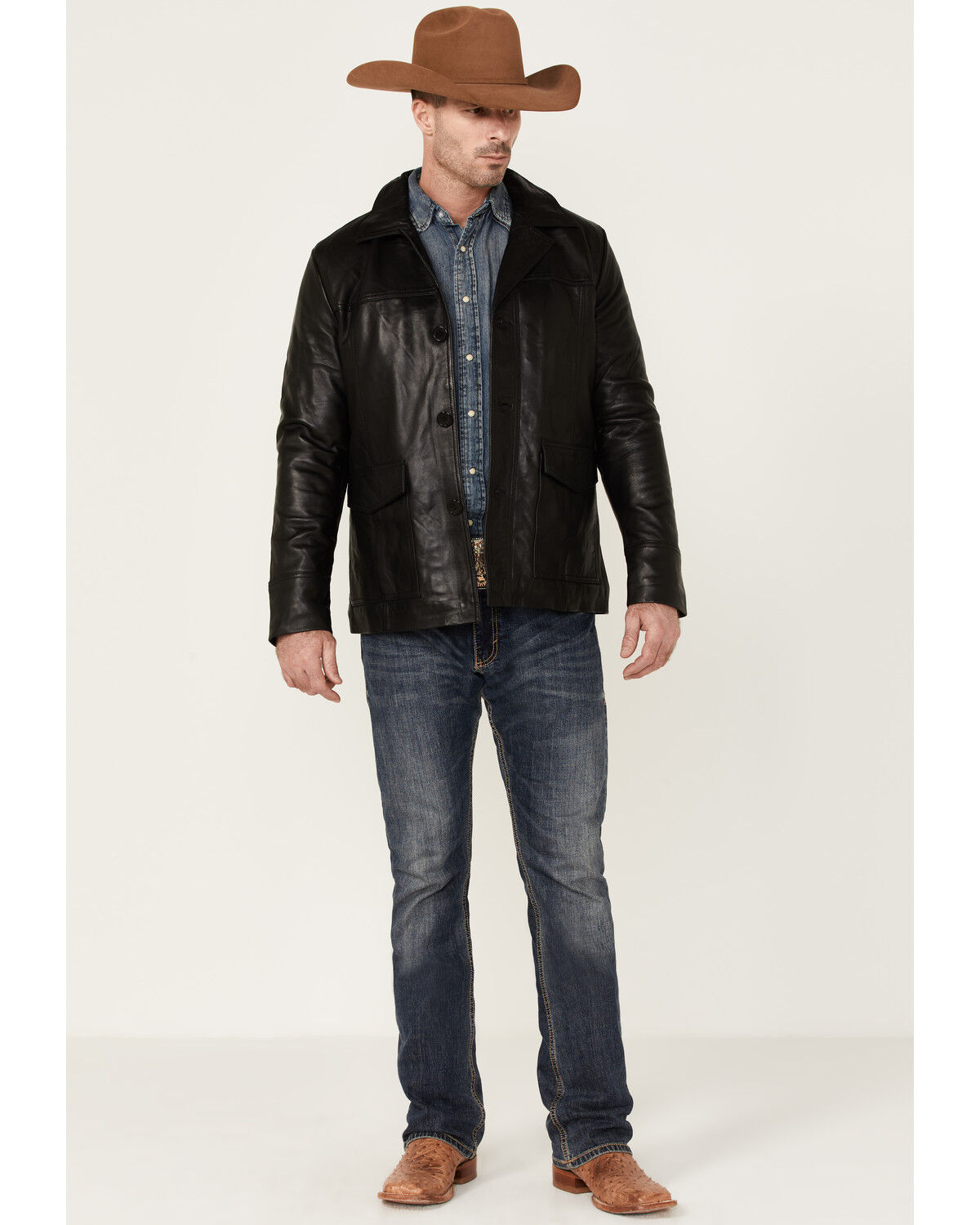 Milwaukee Leather Men’s Leather Car Coat Jacket w/ Button Front  *SFM1870 BLACK 