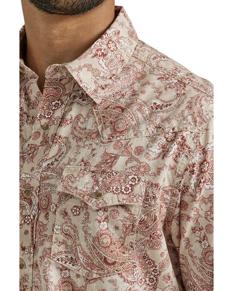Image #2 - Wrangler Retro Men's Paisley Print Long Sleeve Snap Western Shirt - Tall, Brick Red, hi-res