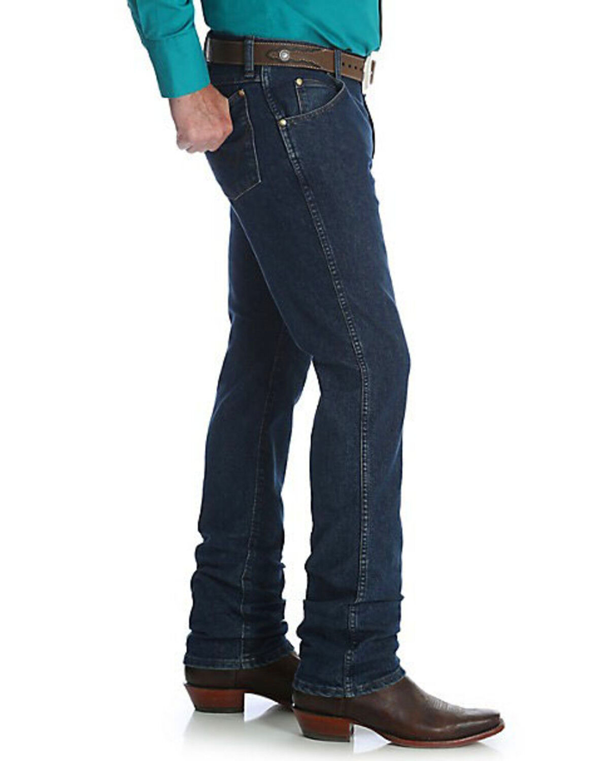 Image #3 - Wrangler Men's Premium Performance Cowboy Cut Vintage Stone Slim Jeans, Indigo, hi-res