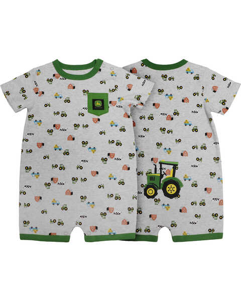 John Deere Infant Boys' Tractor Print Romper, Grey, hi-res