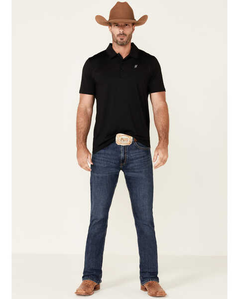 HOOey Men's Cowboy Golf Print The Weekender Short Sleeve Polo Shirt , Black, hi-res