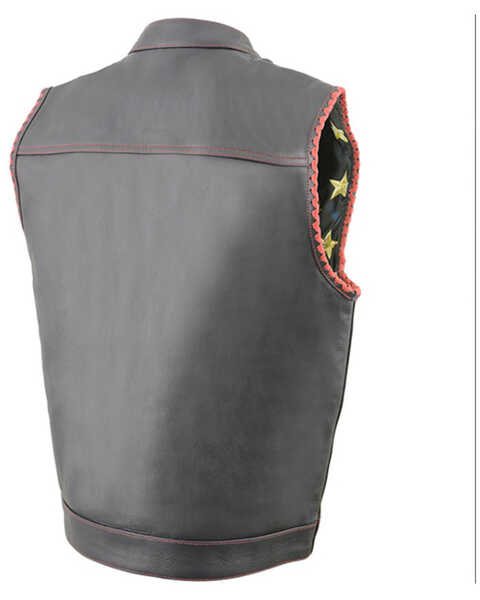 Image #2 - Milwaukee Leather Men's Old Glory Laced Arm Hole Concealed Carry Leather Vest - 7X, Black, hi-res