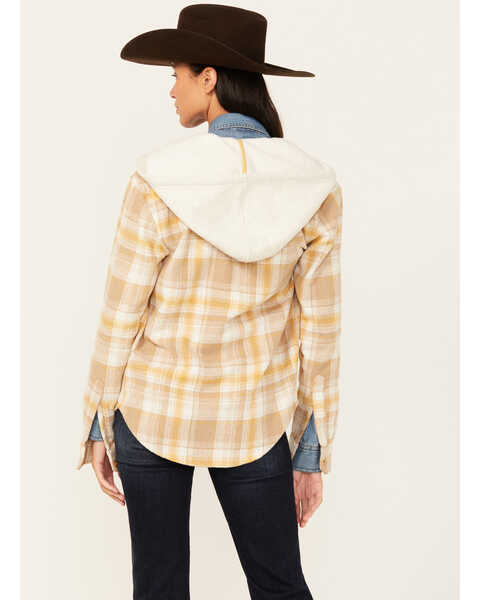 Image #4 - Kimes Ranch Delano Plaid Print Hooded Flannel Jacket , Mustard, hi-res