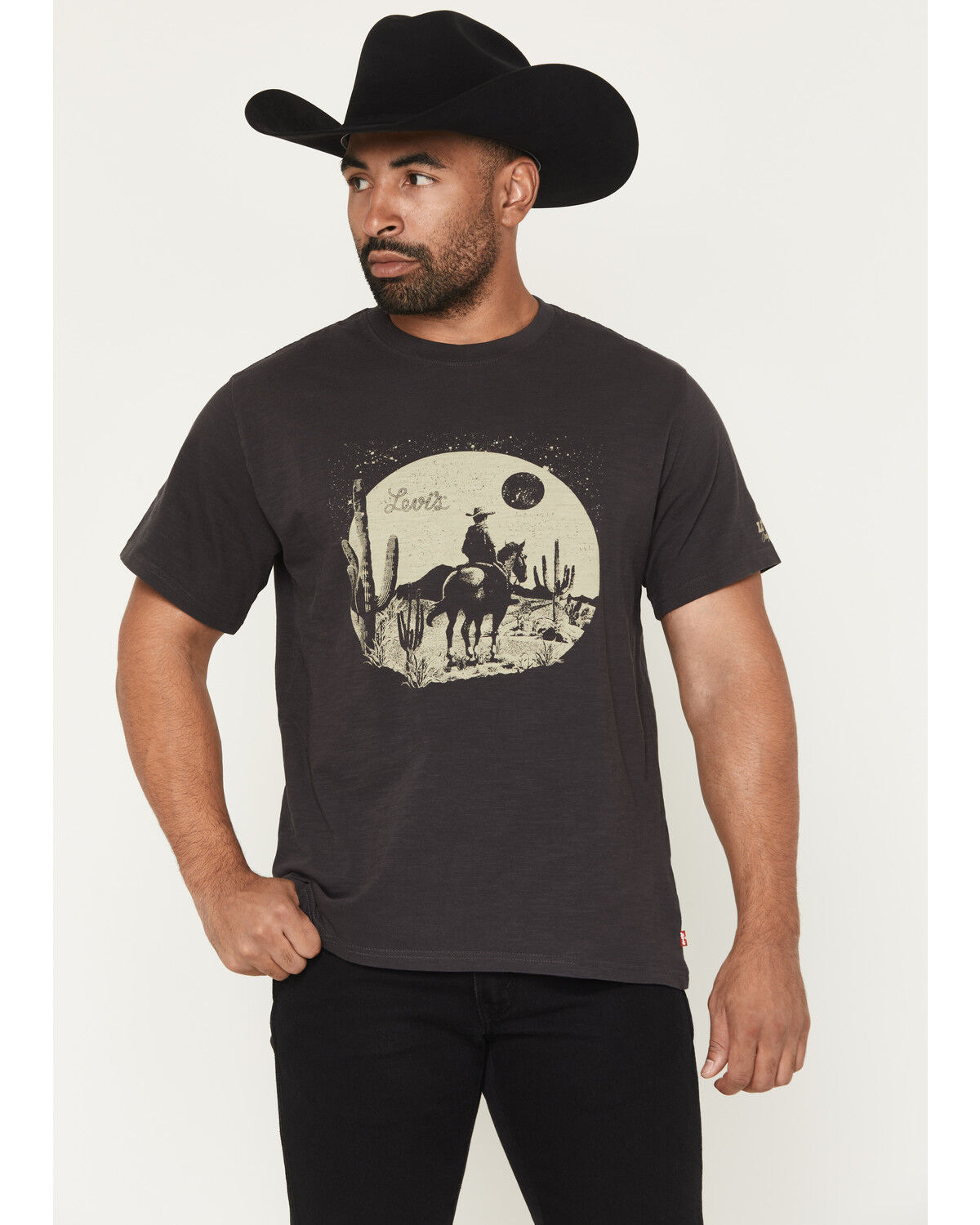 Image #1 - Levi's Men's Archival Desert Cowboy Short Sleeve Graphic T-Shirt, Black, hi-res