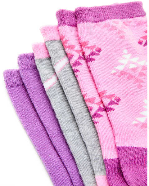 Image #4 - Leg Apparel Kids' 3-Pack Pink & Purple Desert Life Southwestern Longhorn Crew Socks, Purple, hi-res