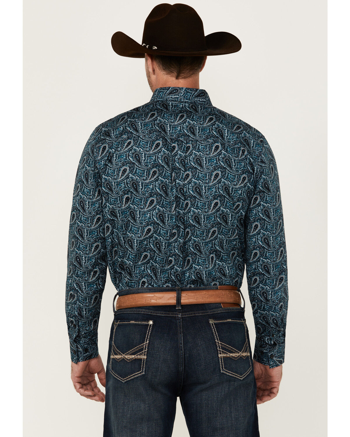 Image #4 - Cody James Men's Lasso Paisley Print Long Sleeve Button-Down Stretch Western Shirt - Big, Blue, hi-res