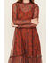 Image #3 - Panhandle Women's Cactus Print Long Sleeve Mesh Midi Dress, Rust Copper, hi-res