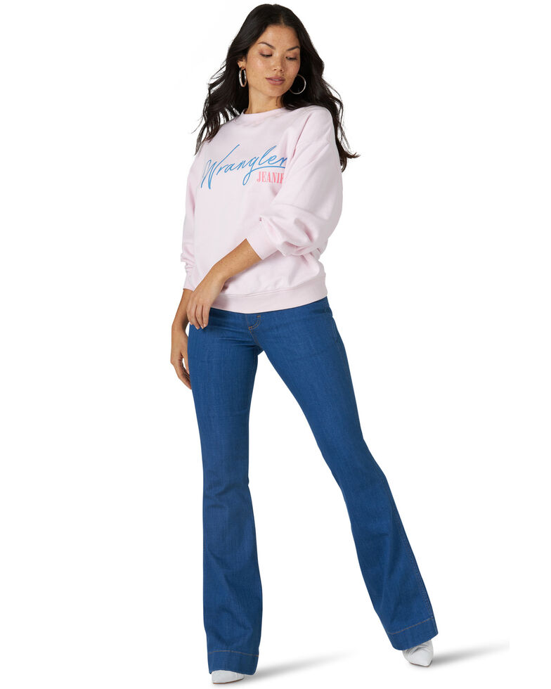 Wrangler Modern Women's Pink Jeanies High Rib Retro Sweatshirt, Pink, hi-res