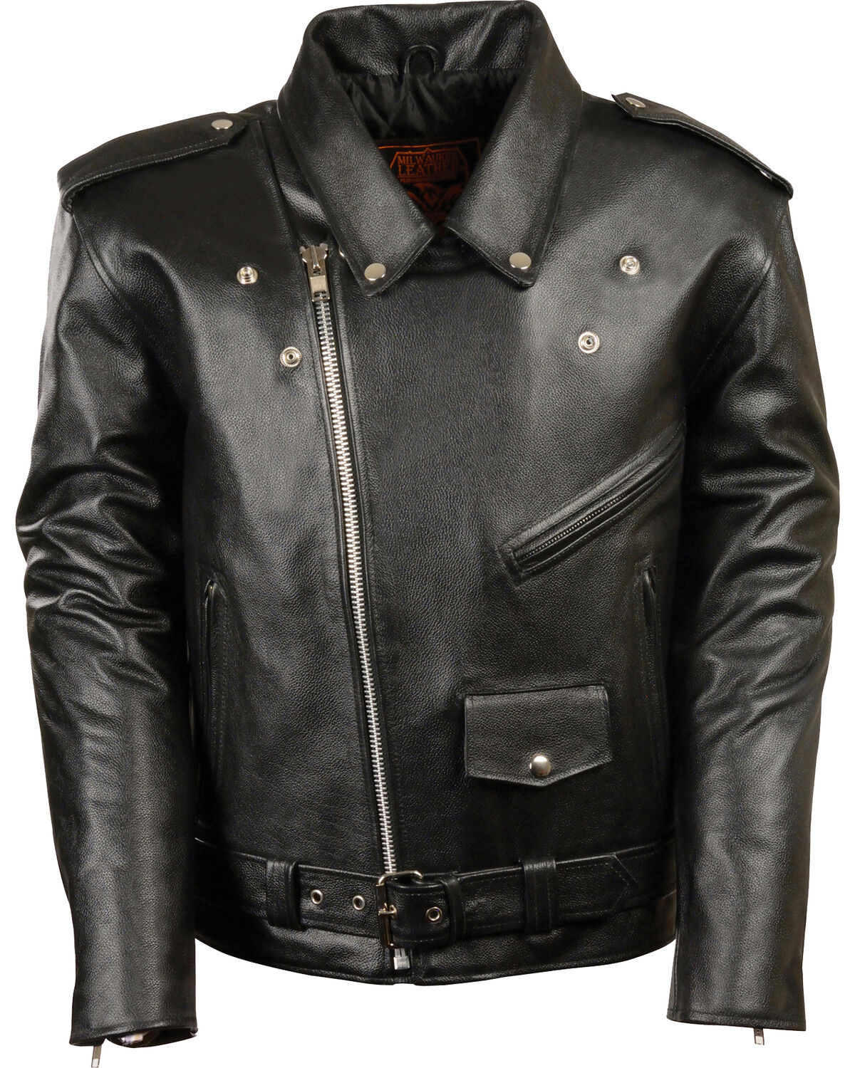 Image #4 - Milwaukee Leather Men's Classic Police Style M/C Jacket - Big 3X, Black, hi-res