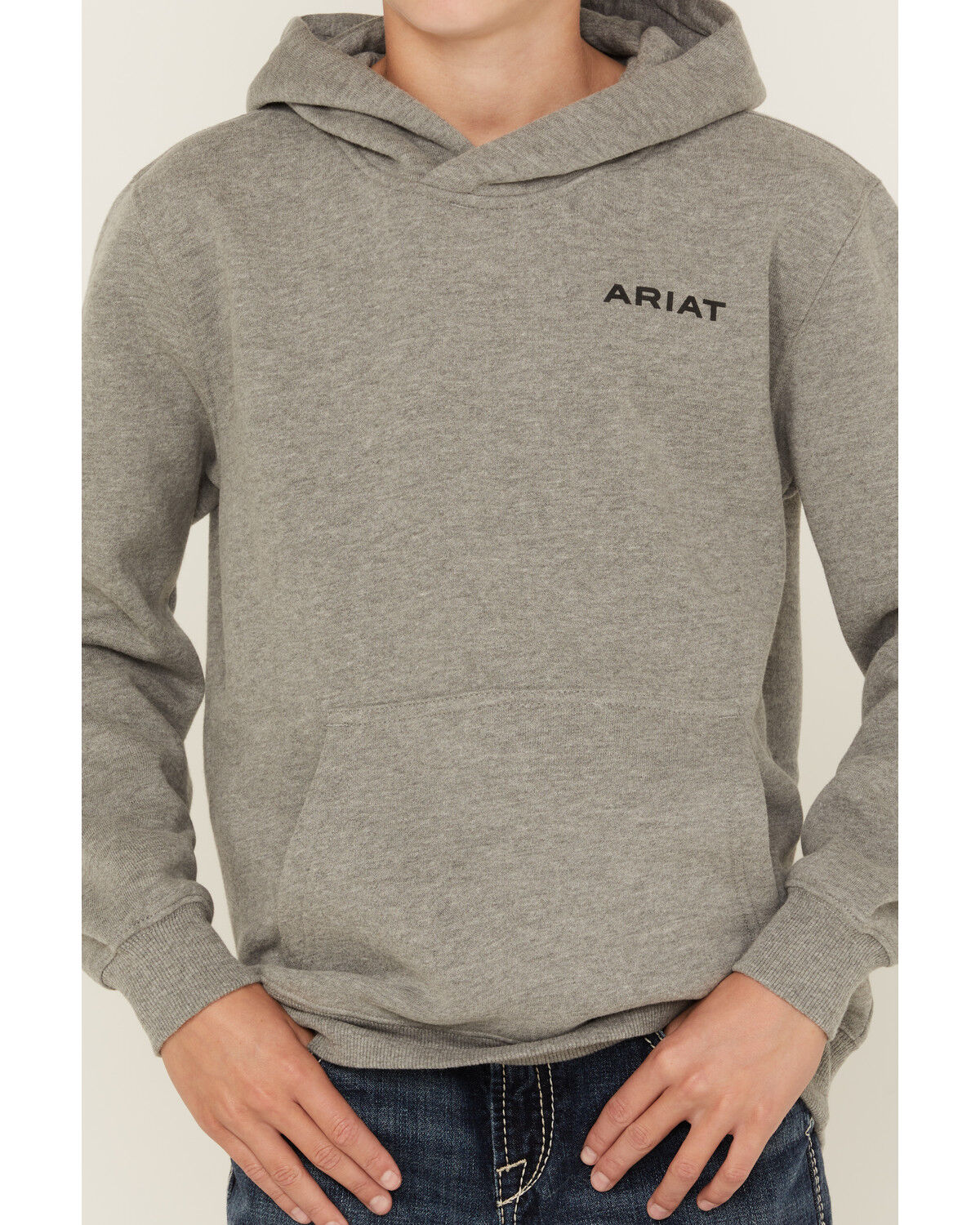 Image #3 - Ariat Boys' Logo Graphic Hooded Sweatshirt, Grey, hi-res