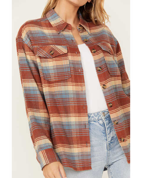 Image #3 - Cleo + Wolf Women's Long Sleeve Button-Down Flannel Boyfriend Shirt , Rust Copper, hi-res