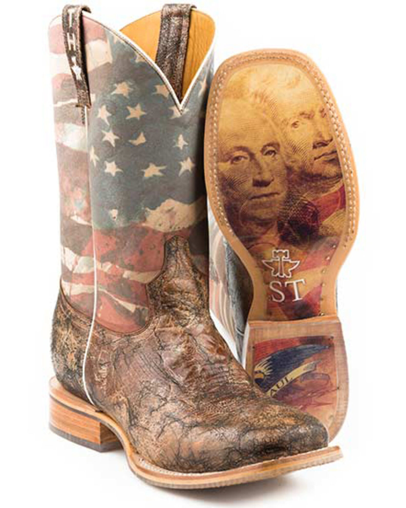 Tin Haul Men s Land Of The Free Western Boots Broad Square Toe